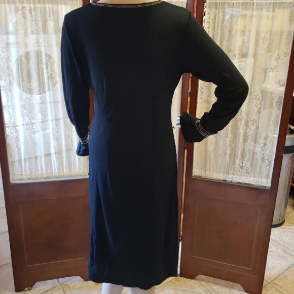 LOFT Dresses Loft Black Embroidered Long Sleeve Size 6 Dress Poshmark